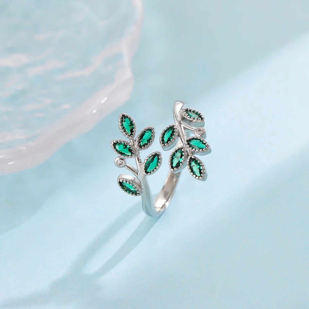 Verdelle Green Leaf Branch Open Ring