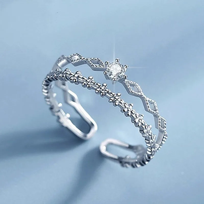 Lacey Lace Filigree Adjustable Ring in 925 Silver