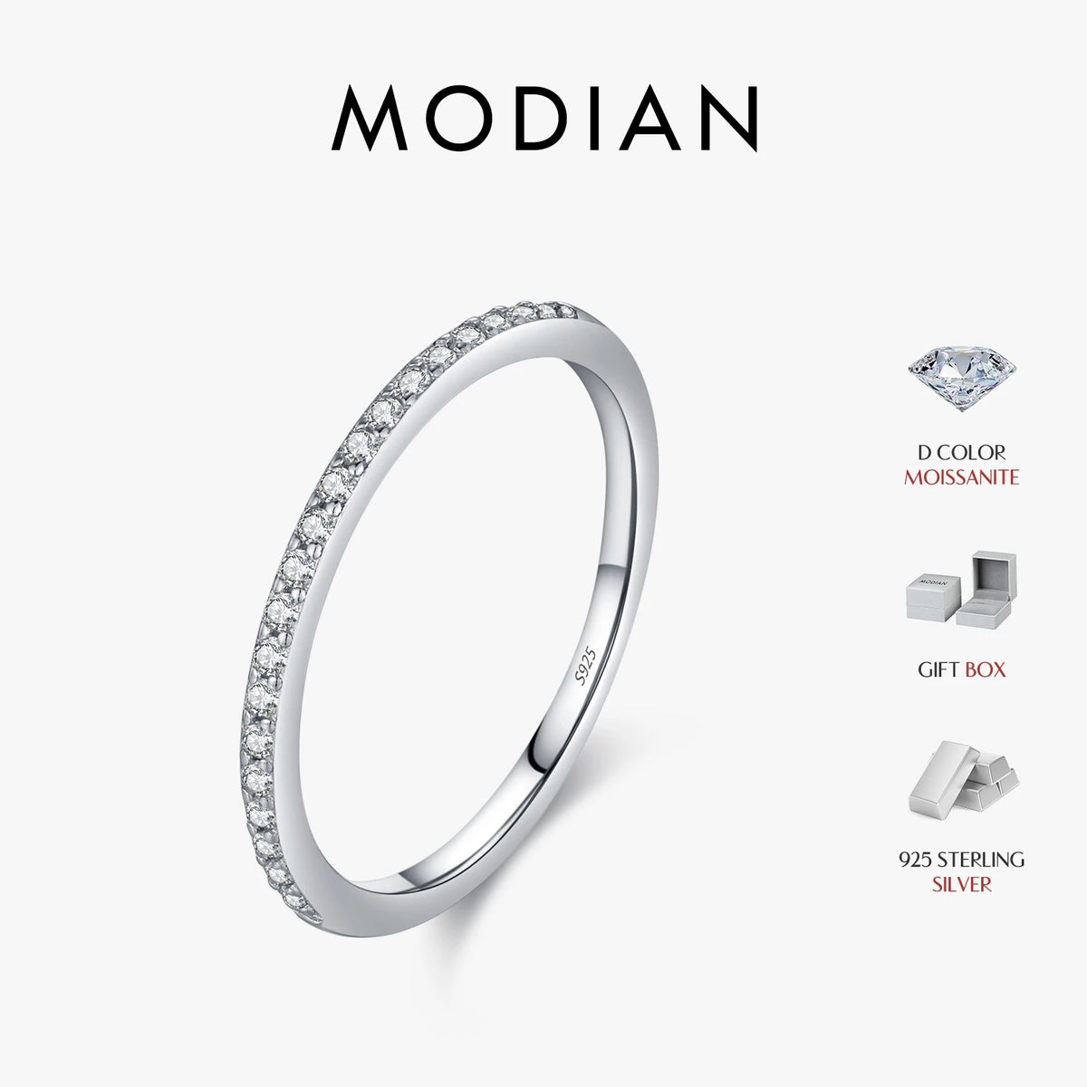 Halora Moissanite Eternity Band in 925 Sterling Silver
