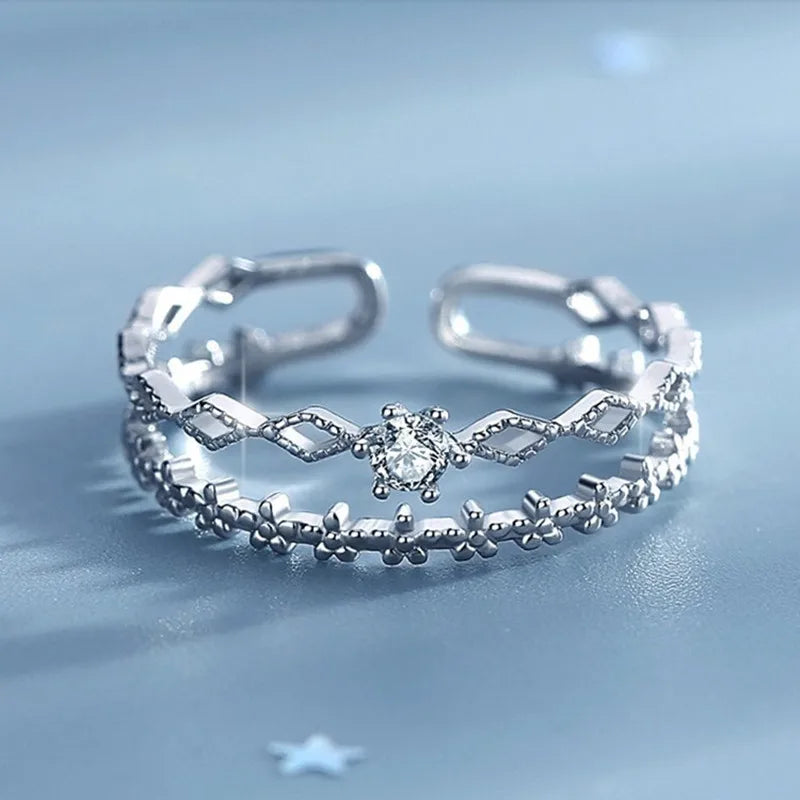 Lacey Lace Filigree Adjustable Ring in 925 Silver