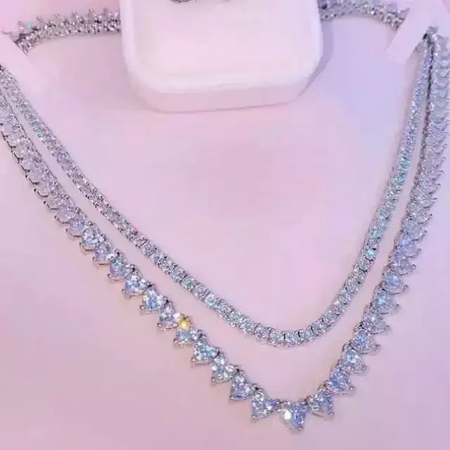 Amorette Heart Tennis Necklace