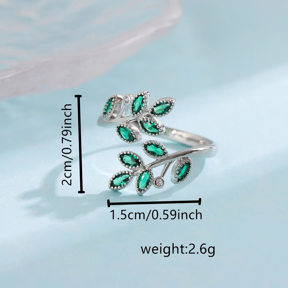 Verdelle Green Leaf Branch Open Ring